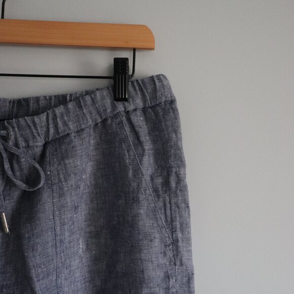 Saks Fifth Avenue 100% Linen Medium Straight Leg Elastic Roll Cuff Trouser Pants - Picture 4 of 11